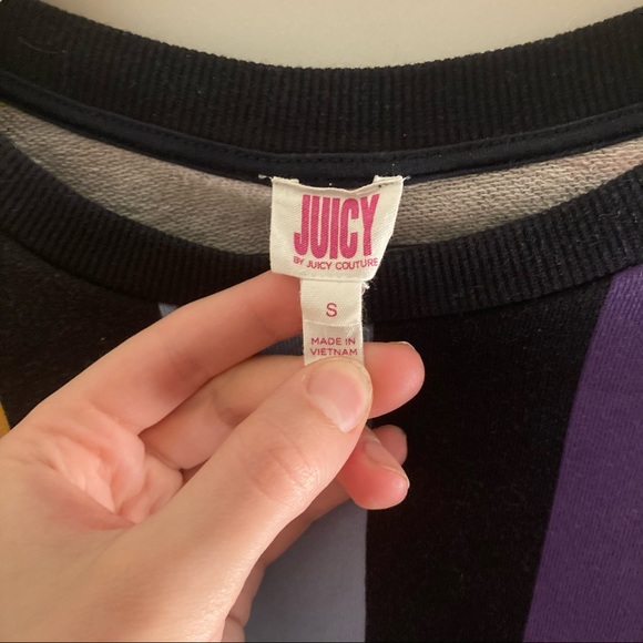 Juicy Bold Vertical Stripe Terry Track Pullover - Picture 3 of 4